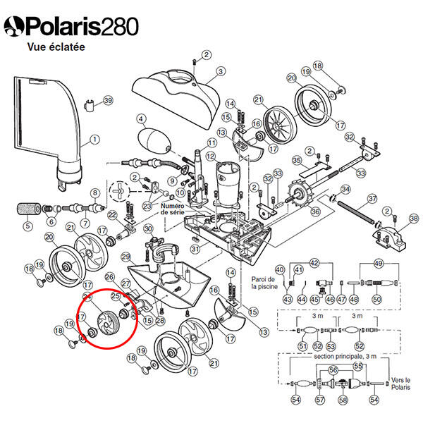 Petite roue dentelée blanche de rechange pour polaris 280 2/2