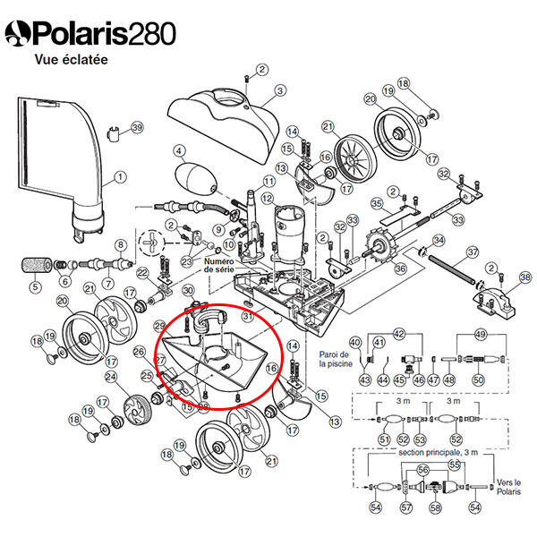 Fond blanc avec bague de serrage de rechange pour polaris 280