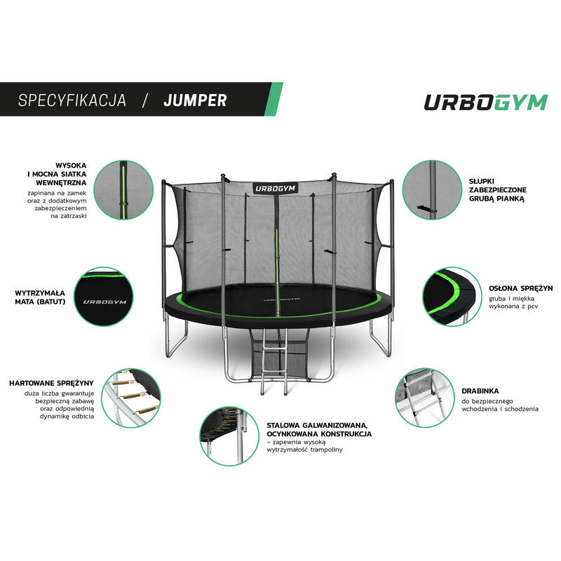 Trampolina ogrodowa Urbogym Jumper 8FT 252 cm