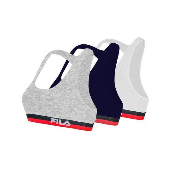 Lot de 3 Brassières coton Fila FU6048 Gris, Navy et Blanc