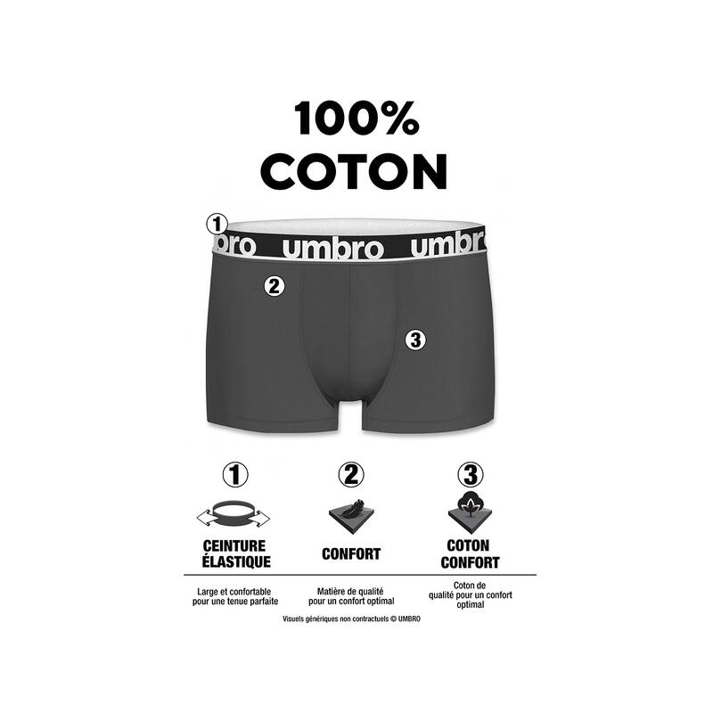 Lot de 3 Boxers coton uni homme