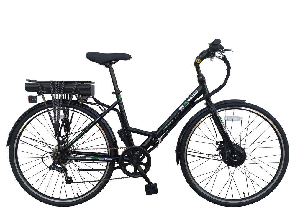 Basis Hybrid Full Size Folding Electric Bike 700c Wheel Black/Green 9.6Ah 1/5