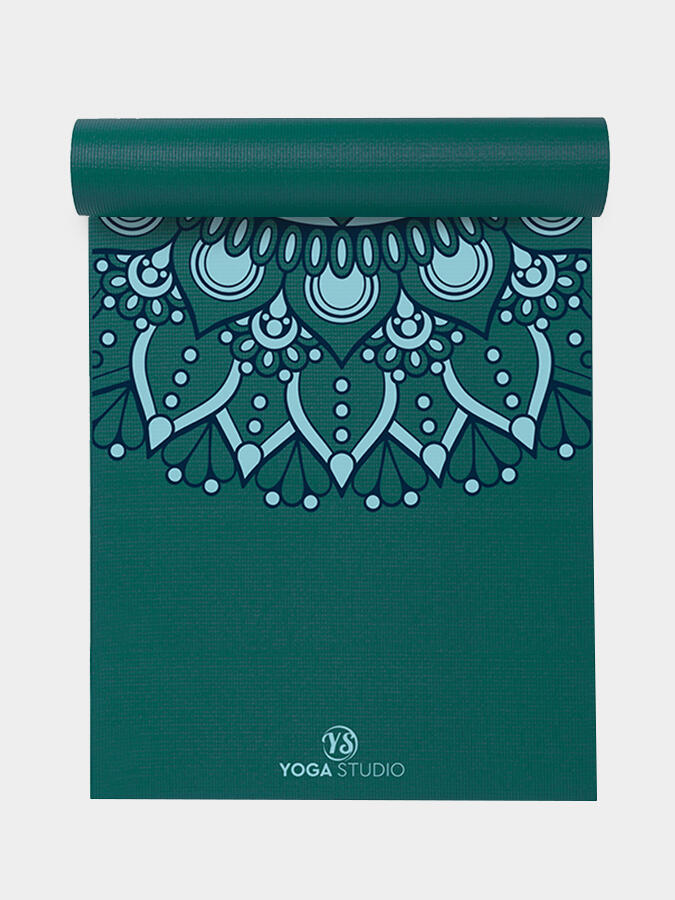 The Yoga Studio Designed Mats 6mm - Teal Mat Mandala 1/4