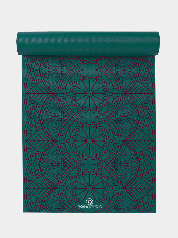 YOGA STUDIO Yoga Studio Designed Mats 6mm - Teal Mat Dew Drop Mandala