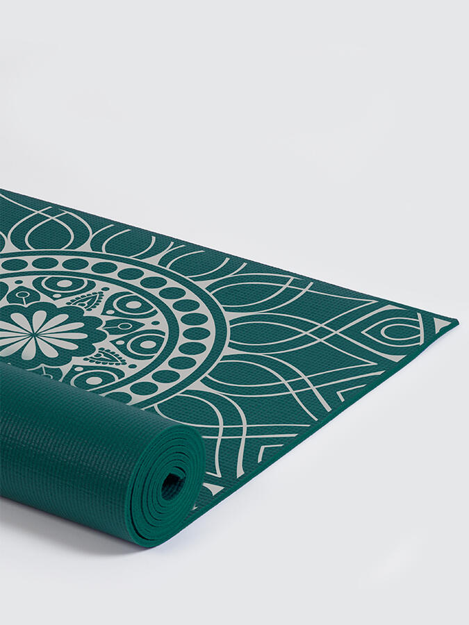 Yoga Studio Designed Mats 6mm - Teal Mat Dew Drop Mandala 3/4
