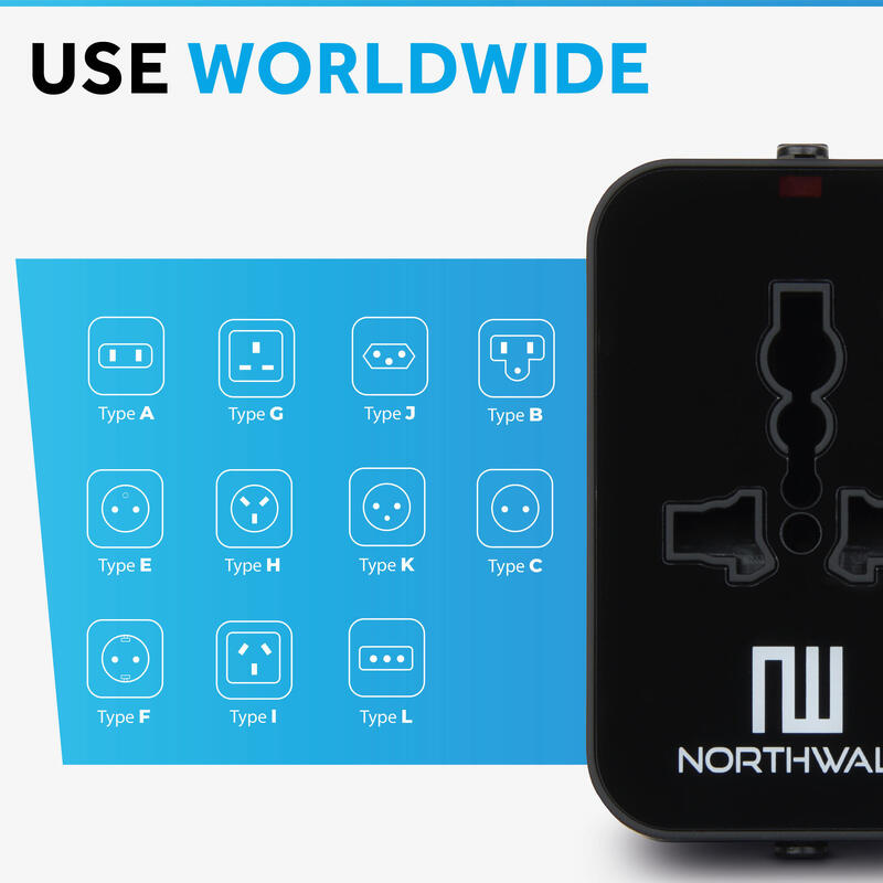 universeller Weltstecker mit 2 USB-Anschlüssen - Reisestecker für +150 Länder