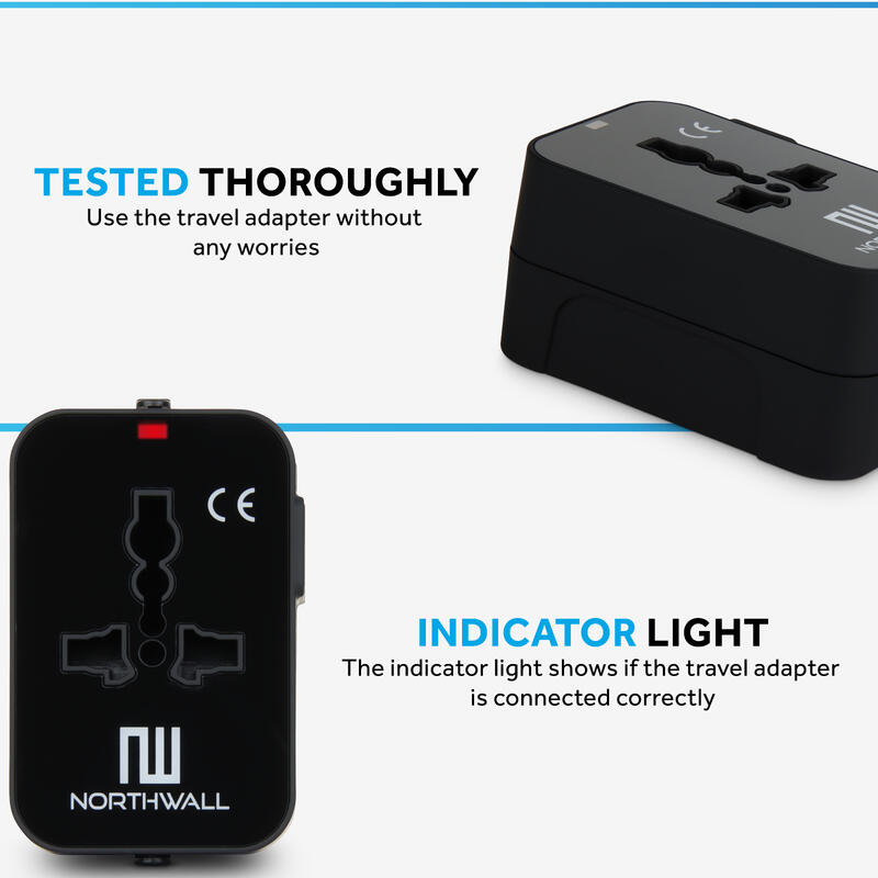 Adaptador de viaje universal con 2 puortos USB