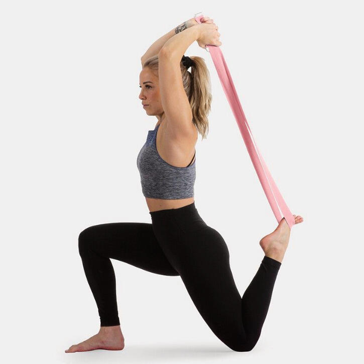 Sangle yoga GYMSTICK VIVID en coton rose - légère et résistante 2/3
