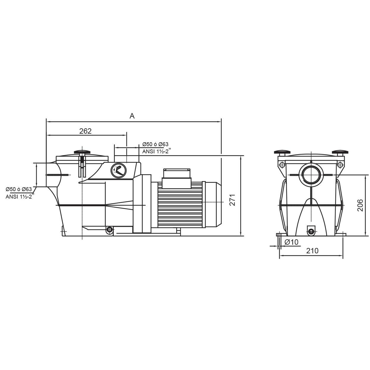 Pompe de filtration 11,5m3/h tri 4/4