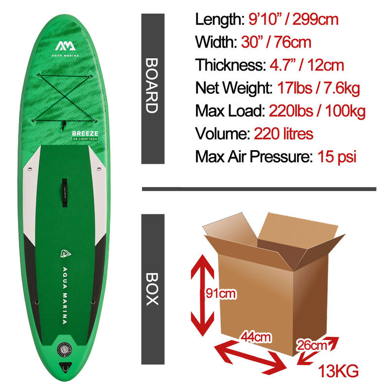 Aqua Marina Breeze 9.10 / 300cm Opblaasbaar Stand Up Paddleboard Pakket