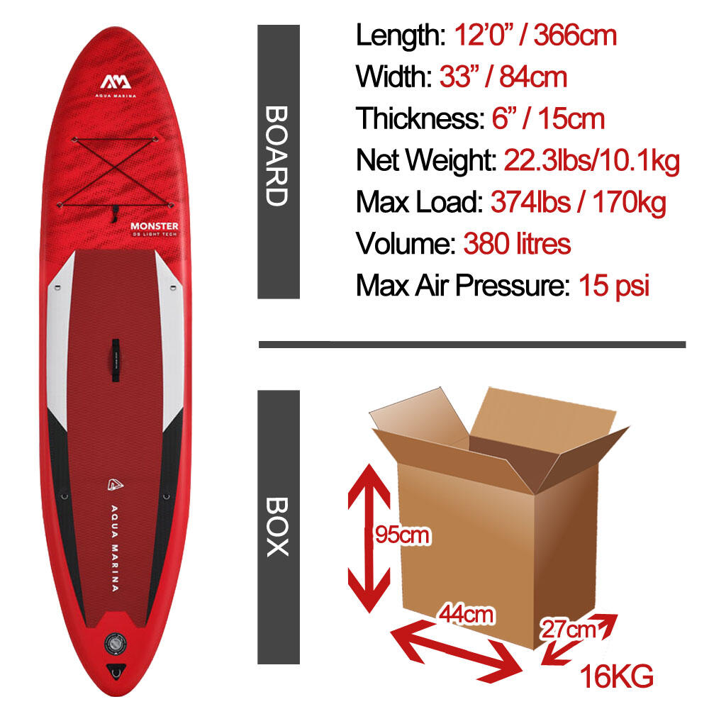 Aqua Marina Monster - Opblaasbare supboard - 15PSI - Allround 4/8