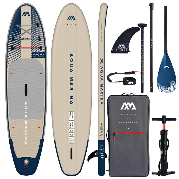 Aqua Marina - Paddle Gonflable Aqua Marina Magma 11.2 - Planche De Stand Up Paddle - Beige|blanc|bleu - Decathlon