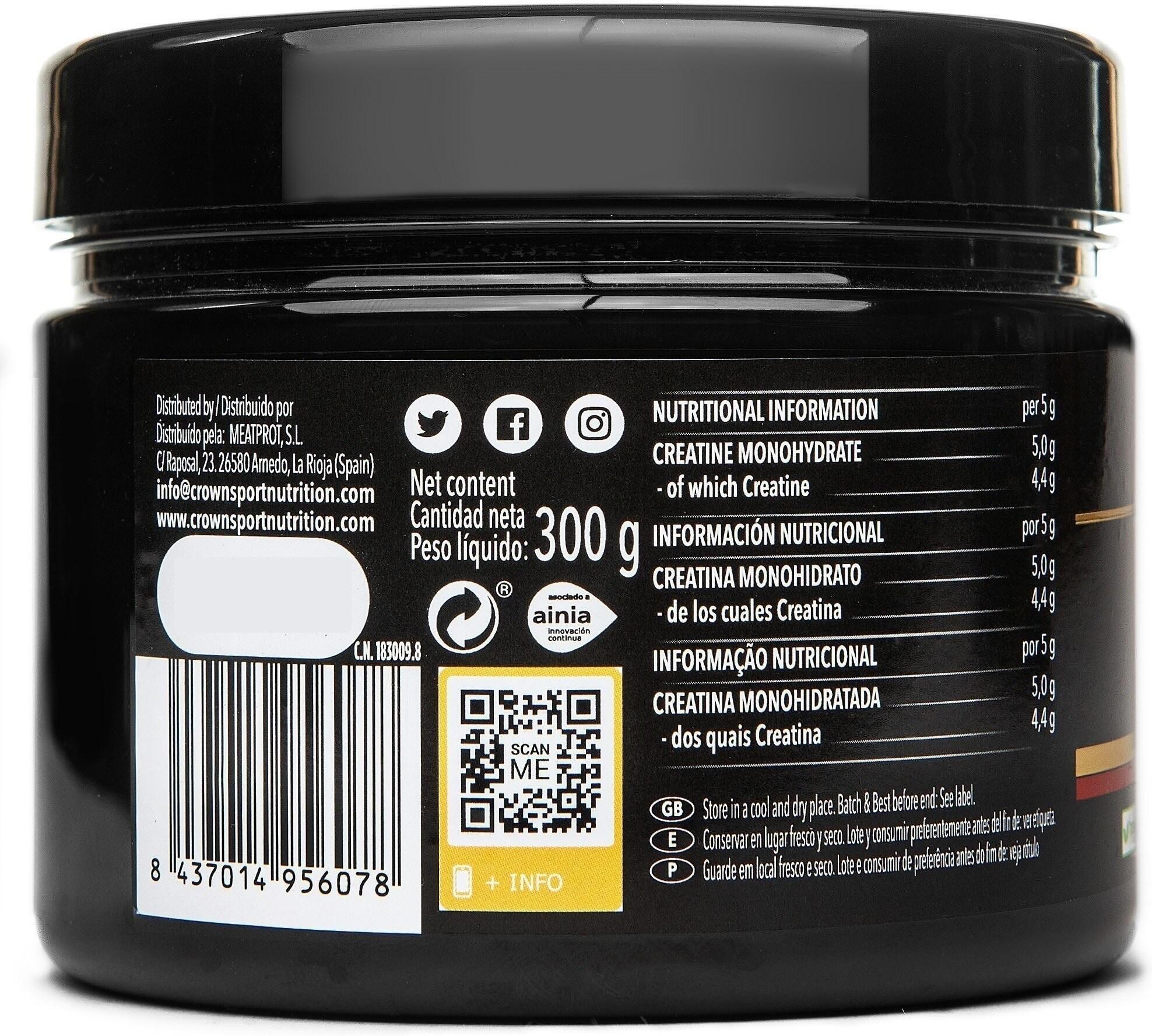 Bote de creatina monohidrato Creapure de 300 g Neutro 4/5