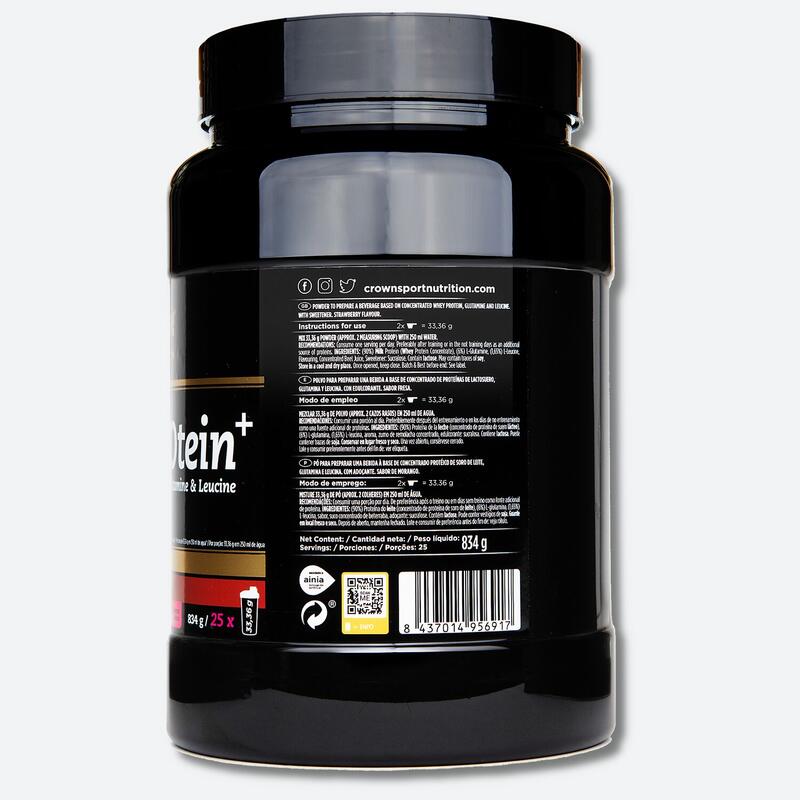 Bote de concentrado de suero ‘Whey PROtein+‘ de 834 g Fresa