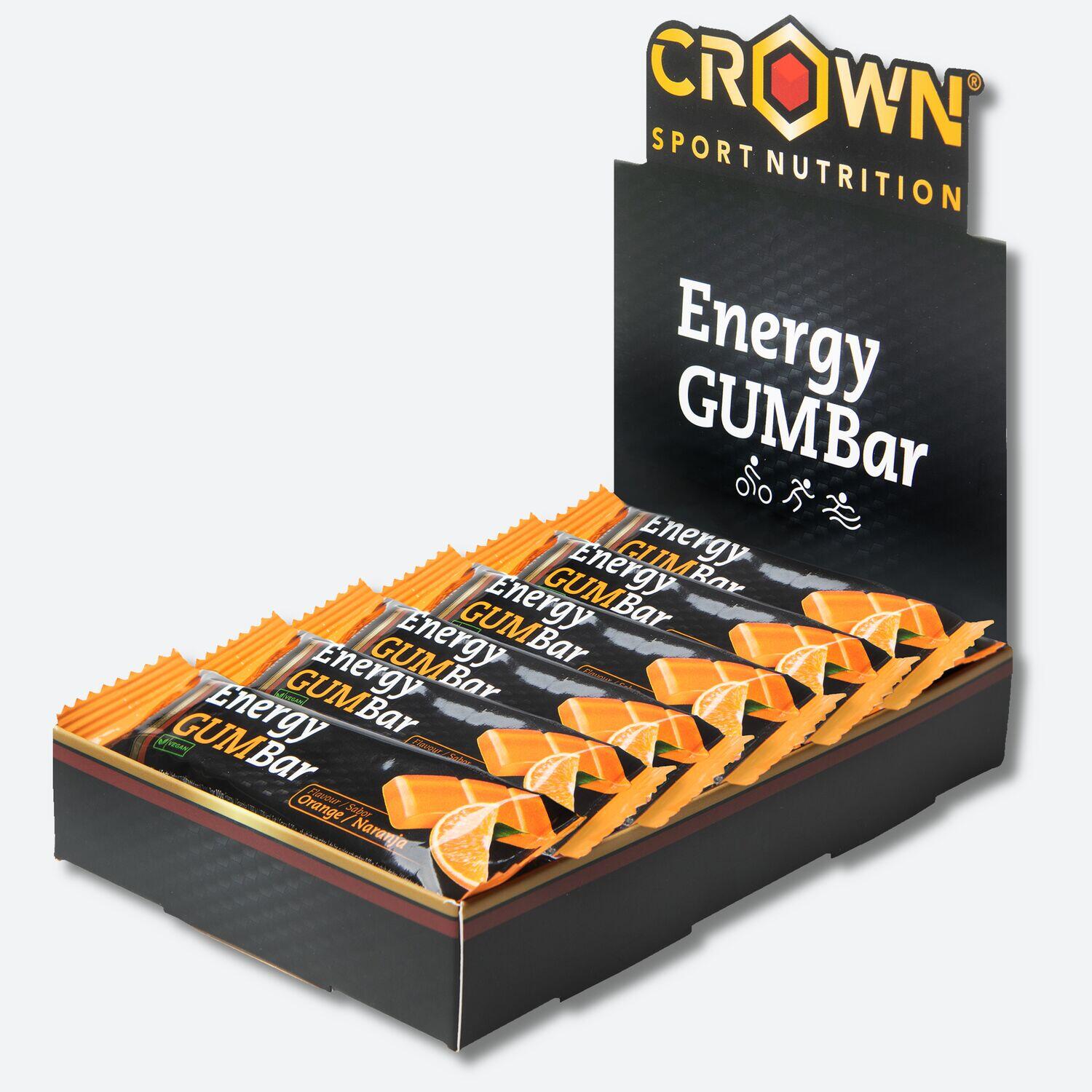 CROWN SPORT NUTRITION Caixa com 12 barras de goma de 30g ‘Energy Gum Bar‘ Laranja