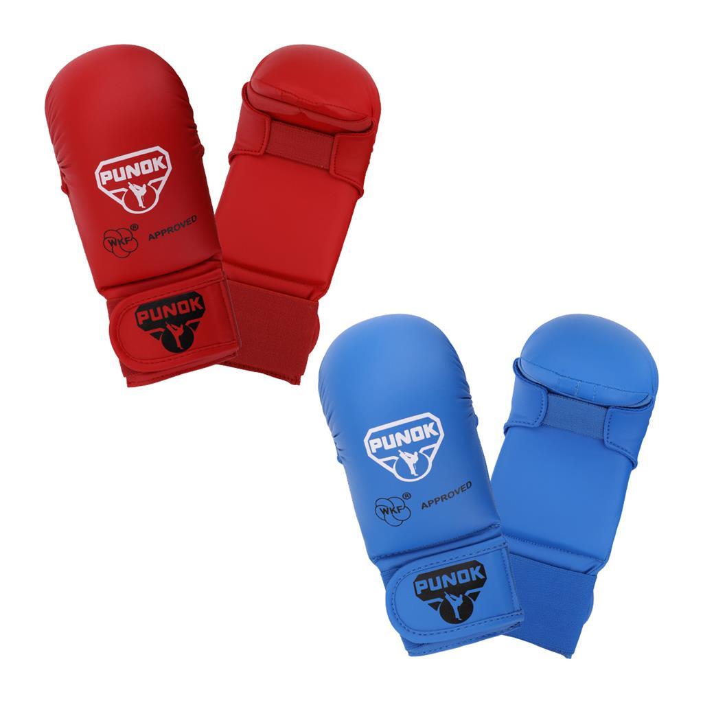 Guantes Karate Adulto Rojo Azul WKF Aprobado Punok 3/4