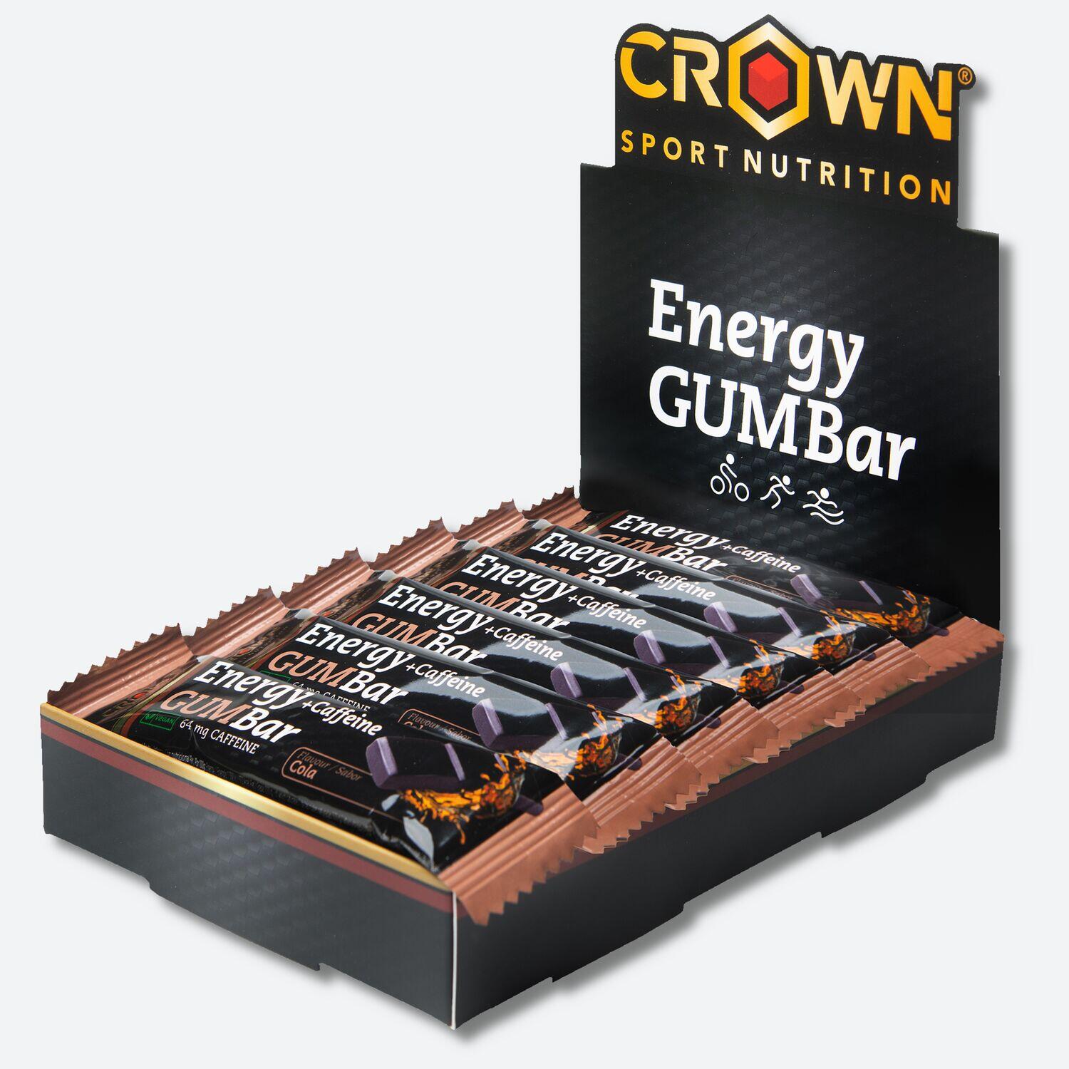CROWN SPORT NUTRITION Caixa com 12 barras de goma de 30g ‘Energy Gum Bar‘ Cola com cafeína