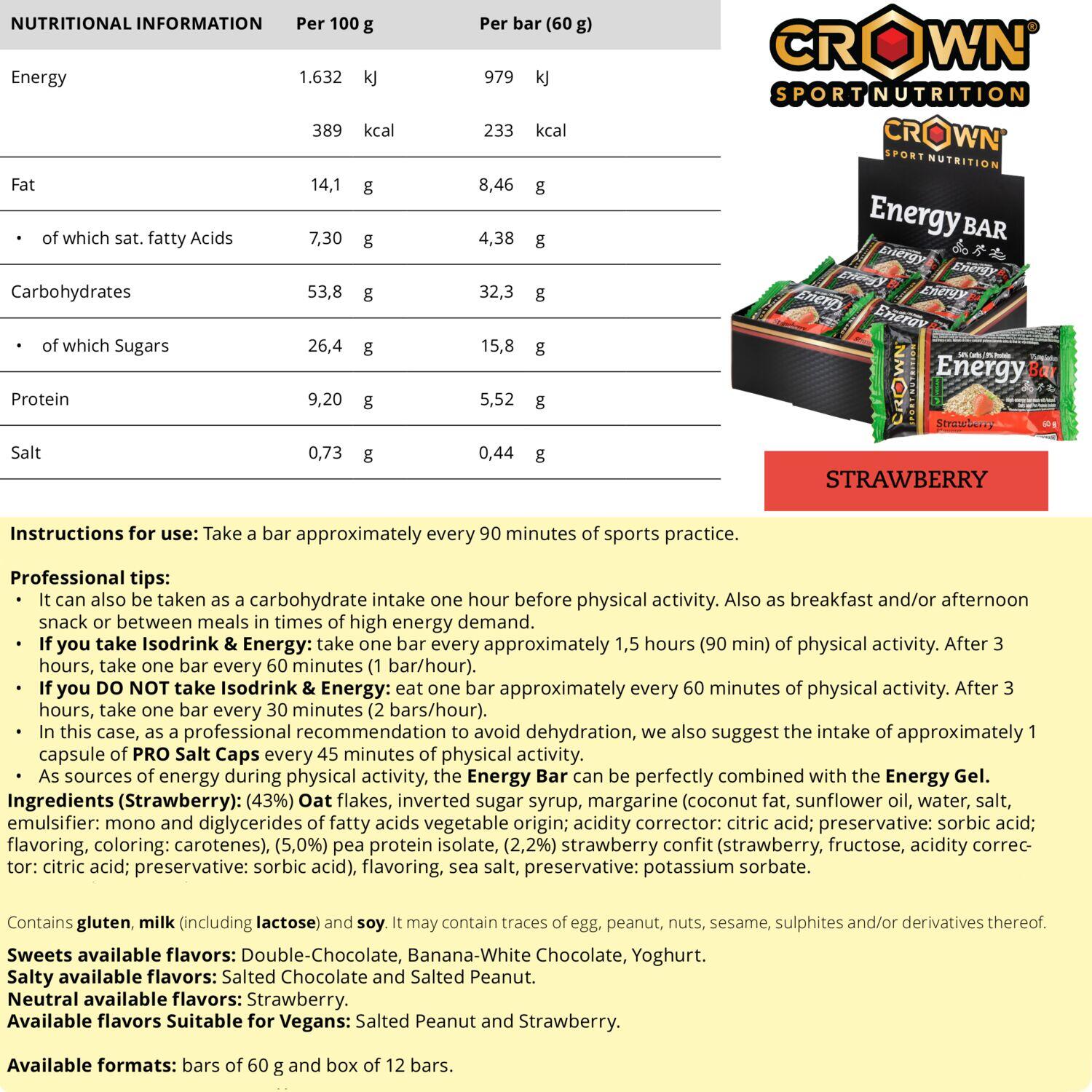 Caja de 12 barritas energéticas Energy Bar 2.0 (avena + dátil) 60 g Frutos Rojos 5/6