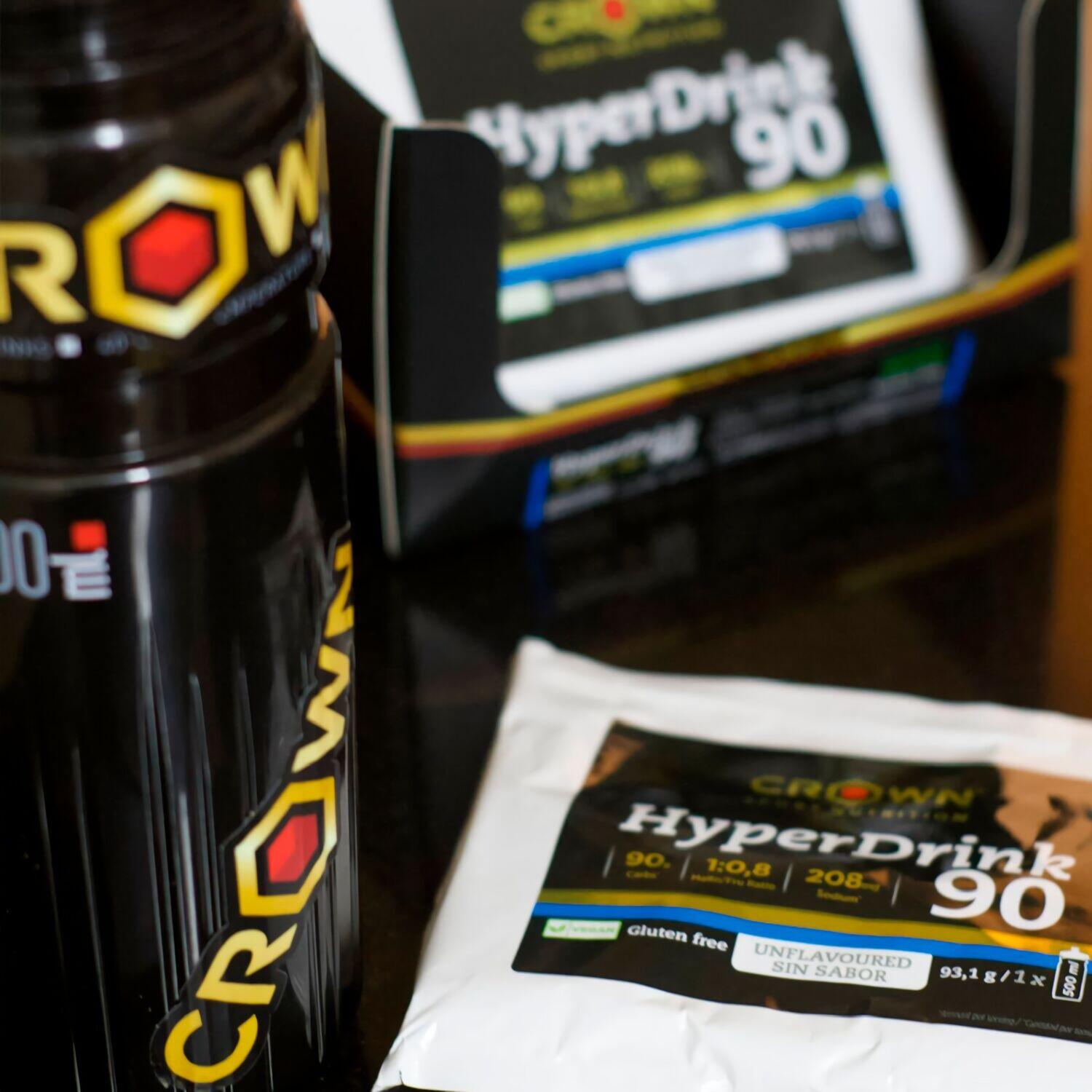 Caixa com 8 saquetas de 93,1g com bebida em pó muito rico em HC ‘HyperDrink 90‘ 4/5
