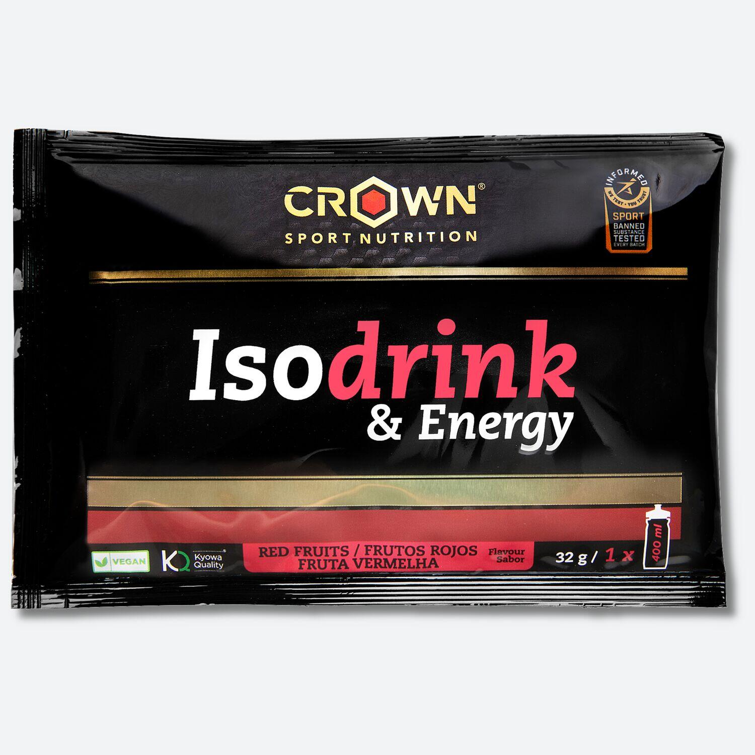CROWN SPORT NUTRITION Dose Unitária 32g de isotônico em pó ‘Isodrink & Energy‘ Frutas Vermelhas