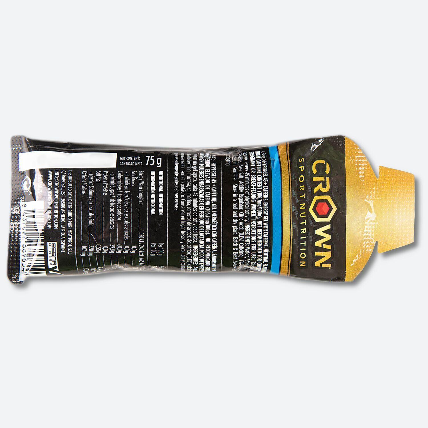 Gel energético de 75g Hyper Line ‘HyperGel 45 +Caffeine‘ Neutro com Cafeína 2/3