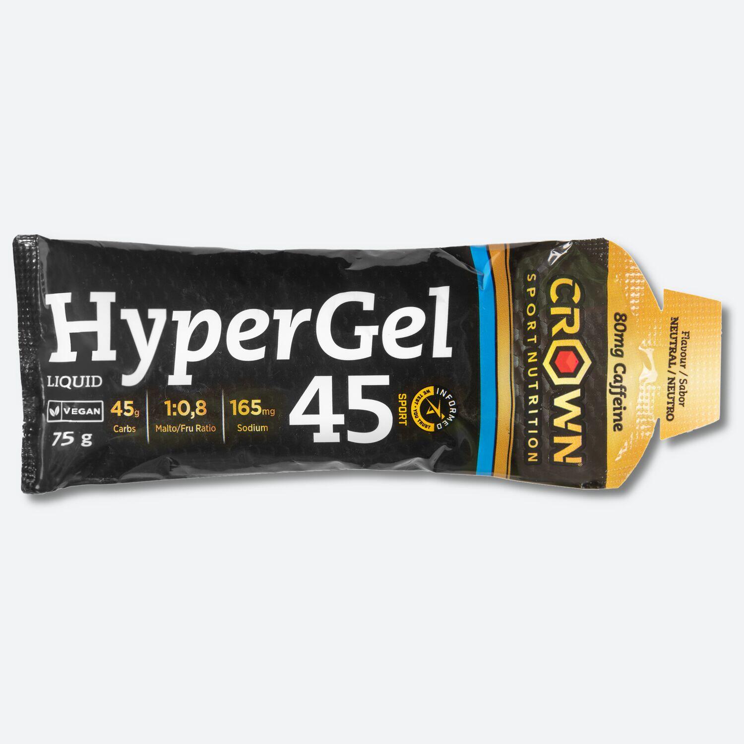 CROWN SPORT NUTRITION Gel energético de 75g Hyper Line ‘HyperGel 45 +Caffeine‘ Neutro com Cafeína