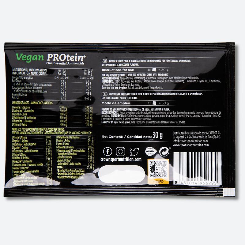 Sobre de concentrado de proteína vegana ‘Vegan PROtein+‘ de 30 g Chocolate