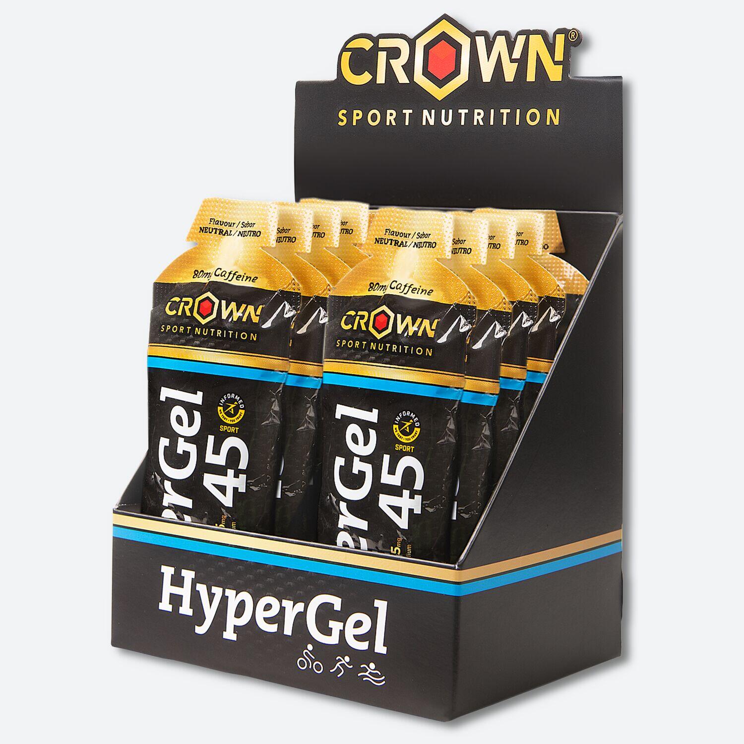 Caixa com 10 géis energéticos de 75g ‘hypergel 45 +cafeína‘ neutro com cafeína