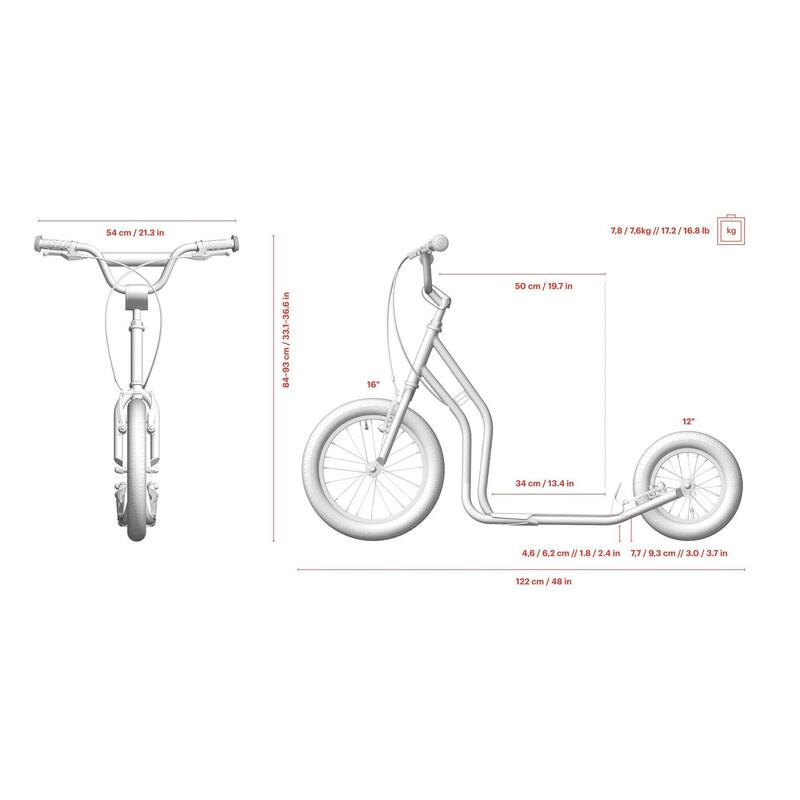 Trottinette avec pneus gonflables  Two  Rouge