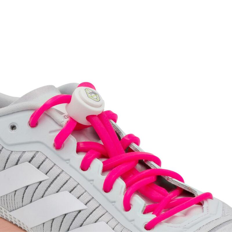 Lacets élastiques pour le running - silicone - rose fluo