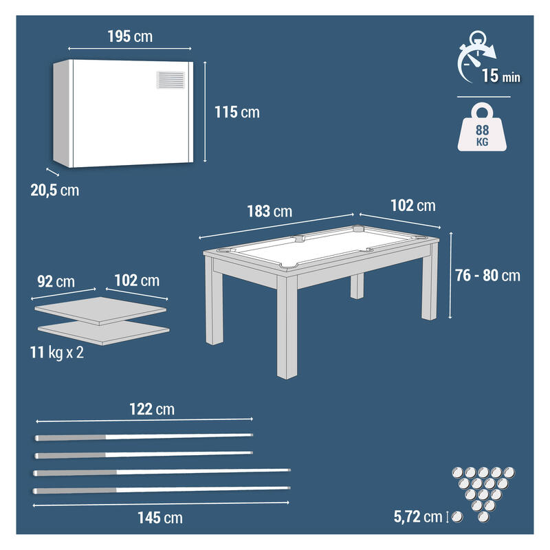 Tweedehands Omvormbare pooltafel BT 600