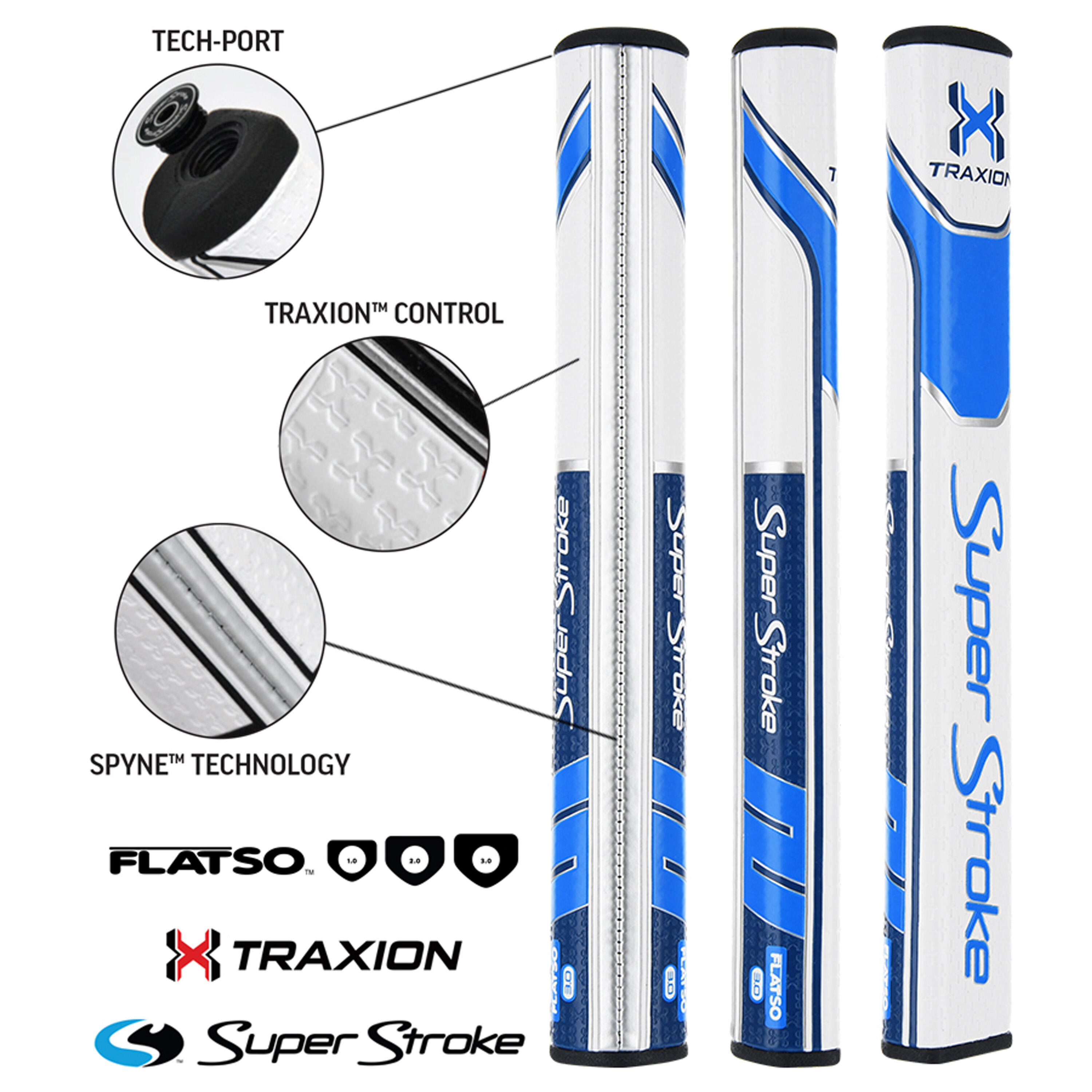 SUPER STROKE Superstroke Traxion Flatso 2.0 White/Light Blue/Dark Blue