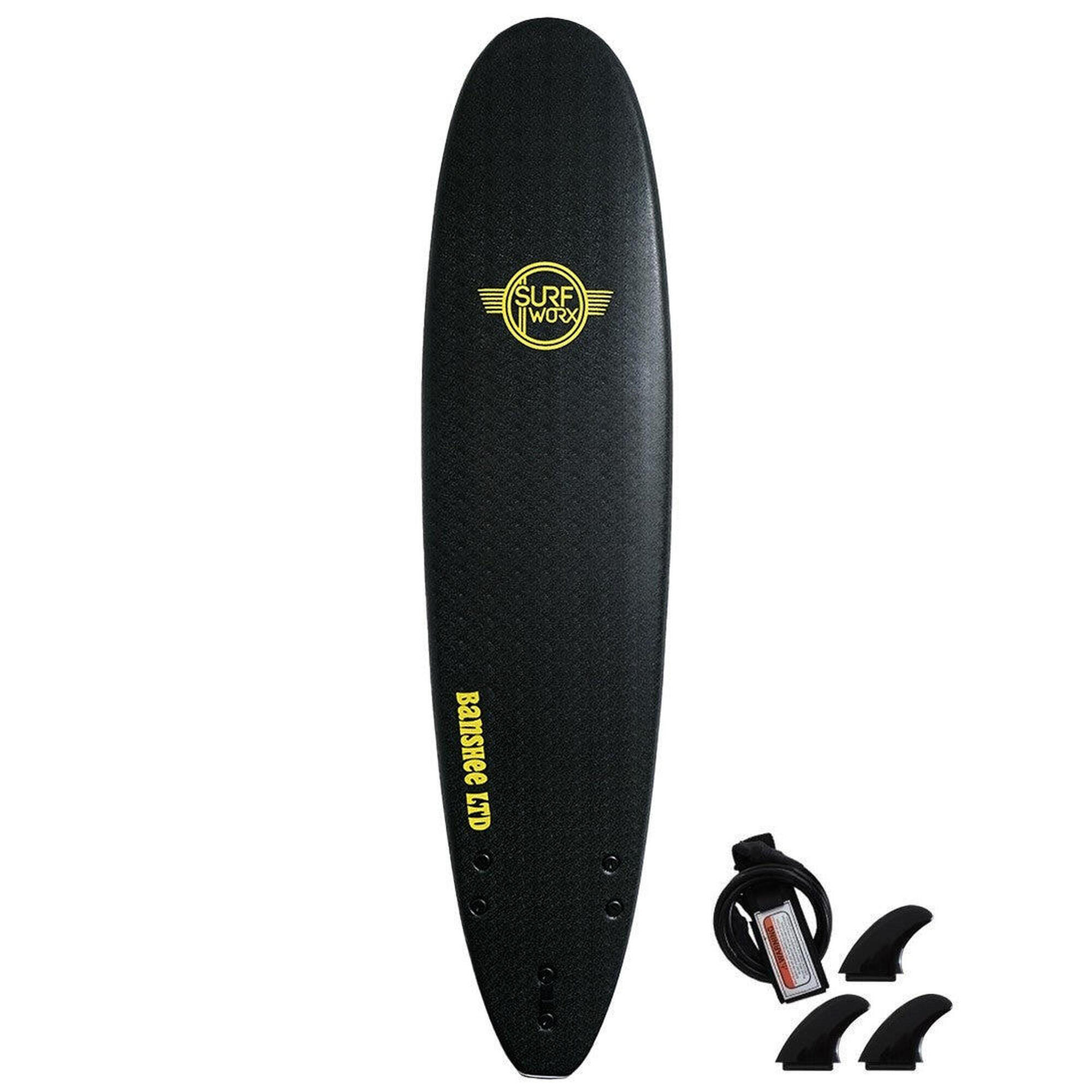 SURFWORX Surfworx Banshee Mini Mal Soft Surfboard Limited Edition 7ft 6 Black