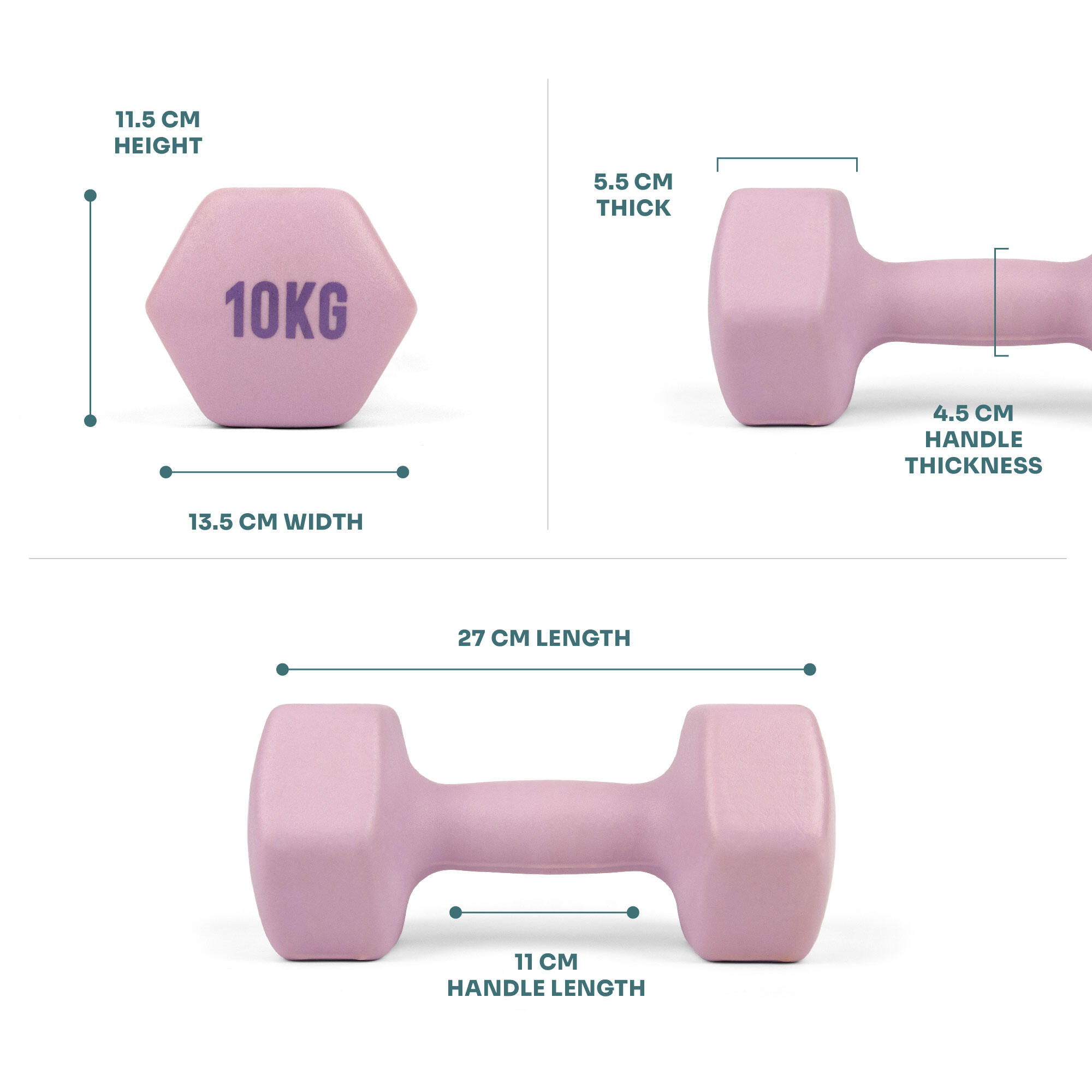 Hexagonal Dumbbell - 10kg Pair 6/7