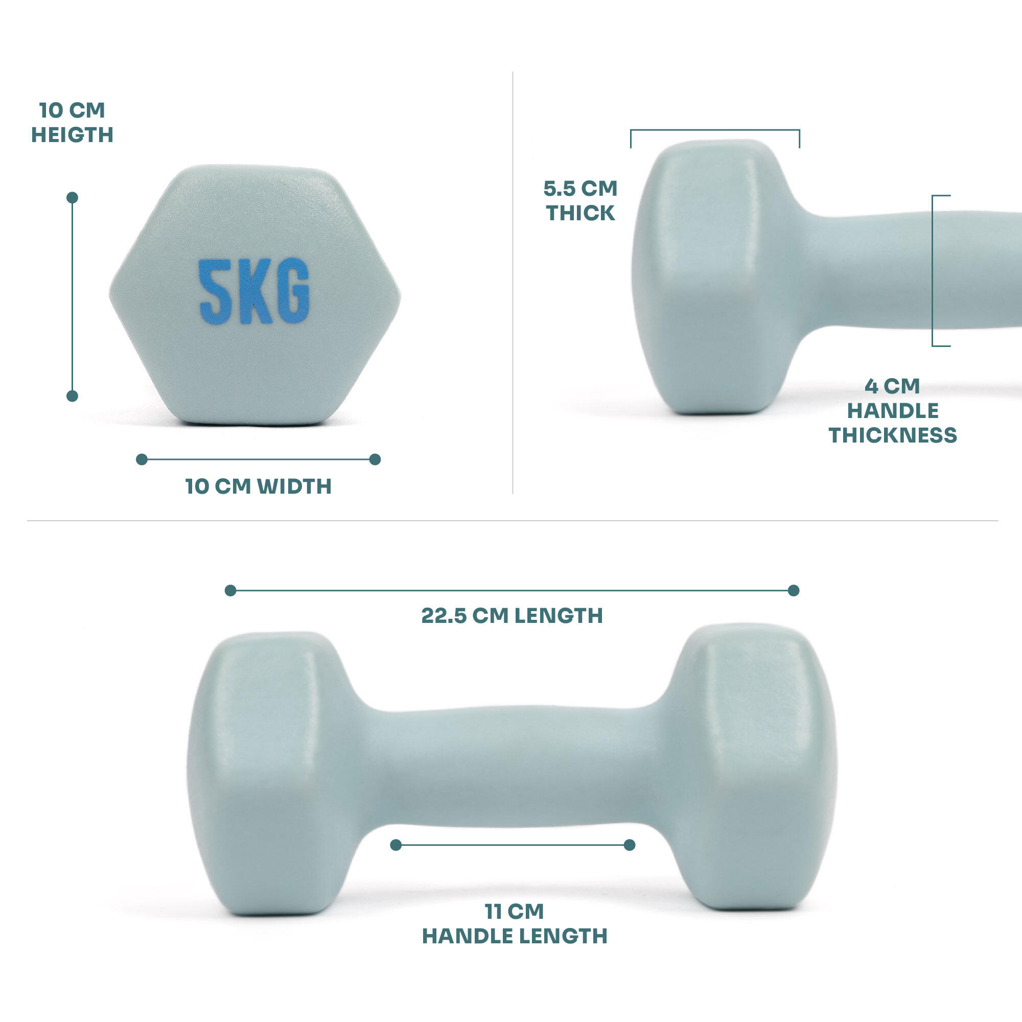 Hantla fitness myga Dumbbell 5 kg 1 szt 2/5