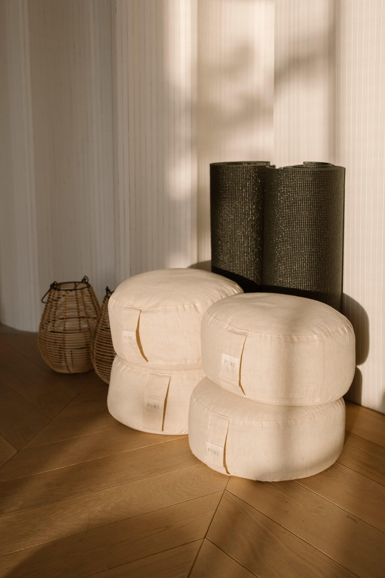 Meditatiekussen eco linnen naturel rond - Pure 5/5