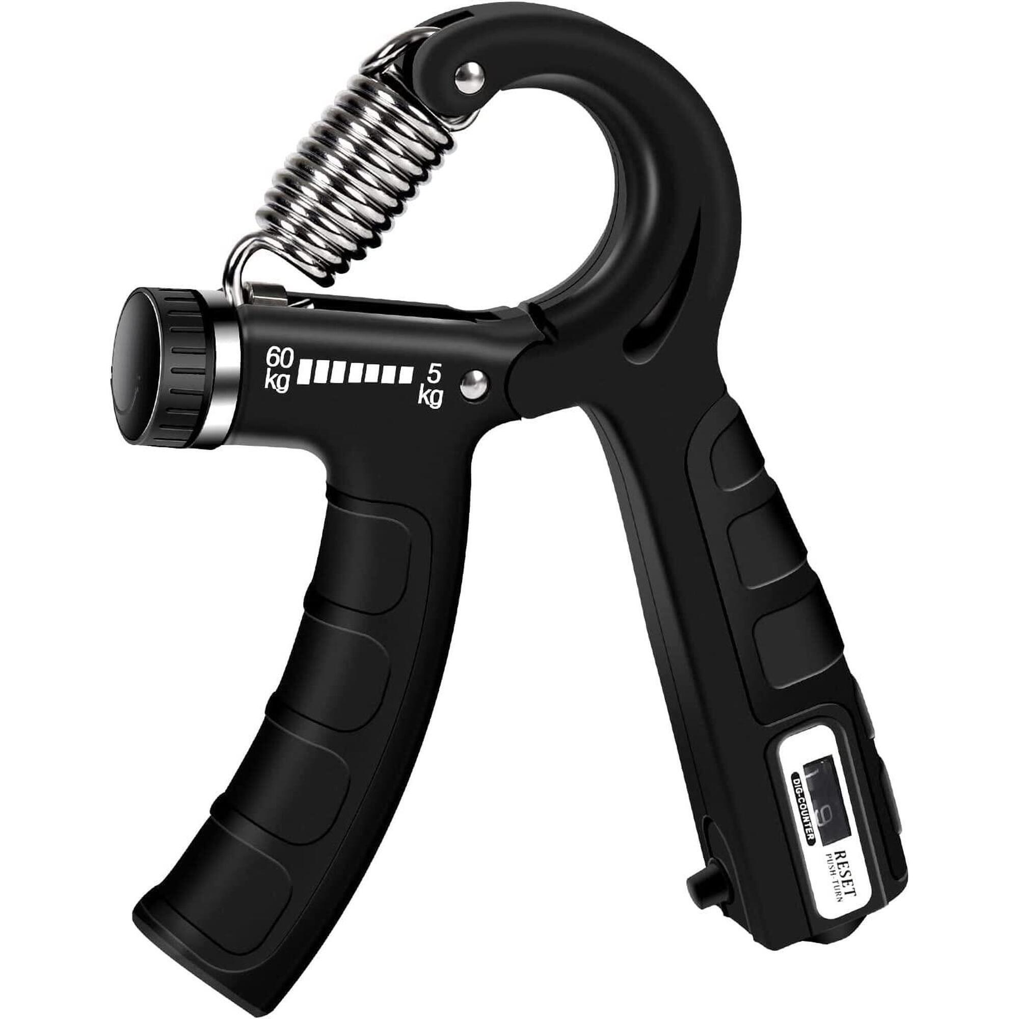 OZIO FITNESS Hand Grip Fortalecedor de Agarre de Mano Ajustable 5-60 kg con contador