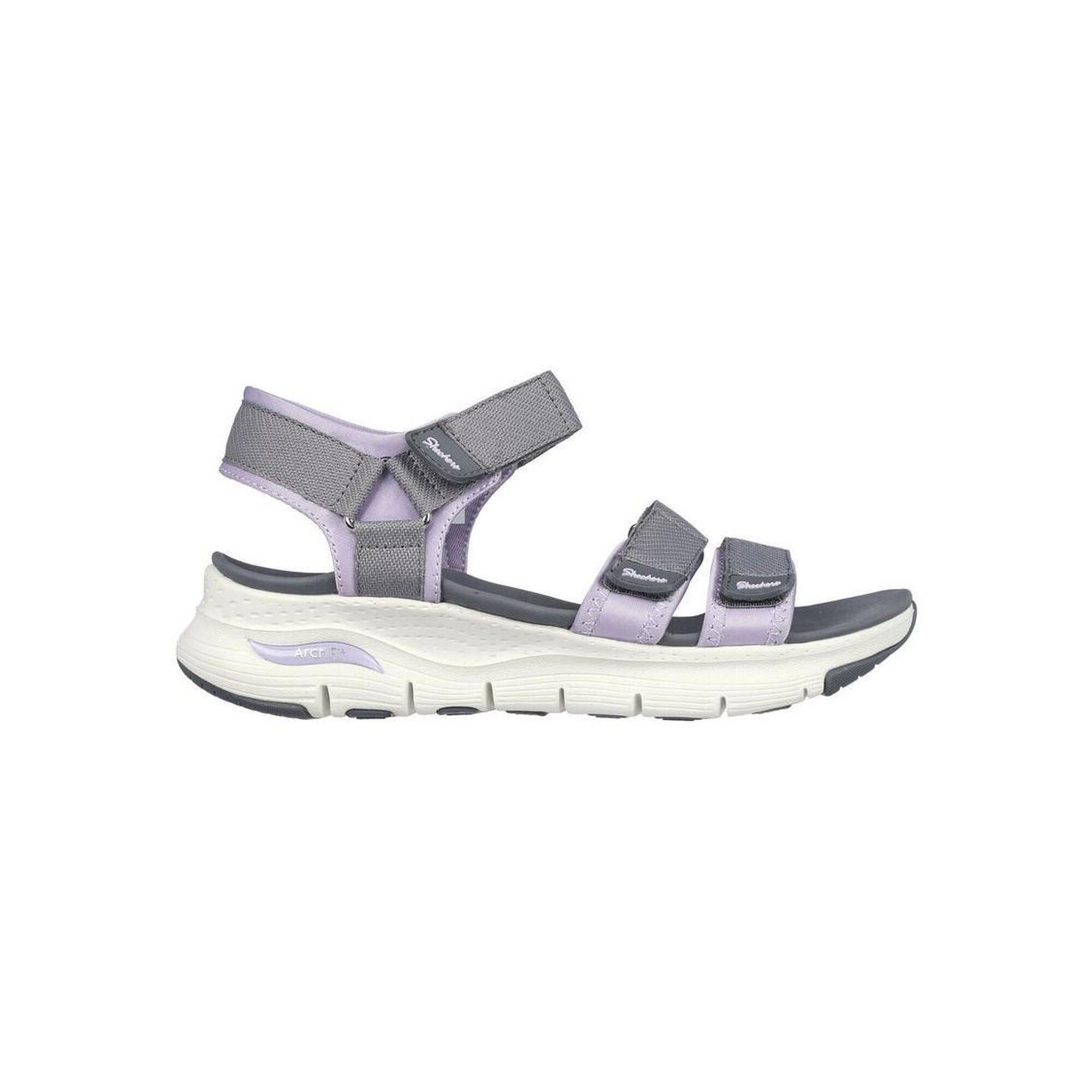 Sandalias Skechers Arch Fit Mujer Fresh Bloom. beige lavanda