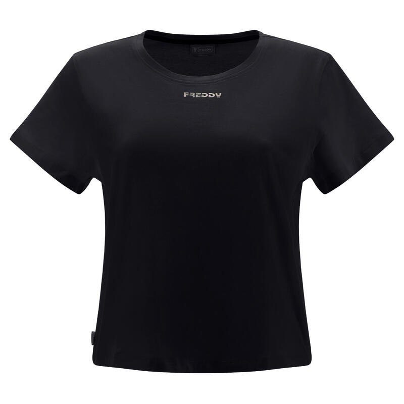 T-shirt cropped con piccola stampa Freddy argento AR7961 T-shirt cropped con piccola stampa Freddy argento AR7961
