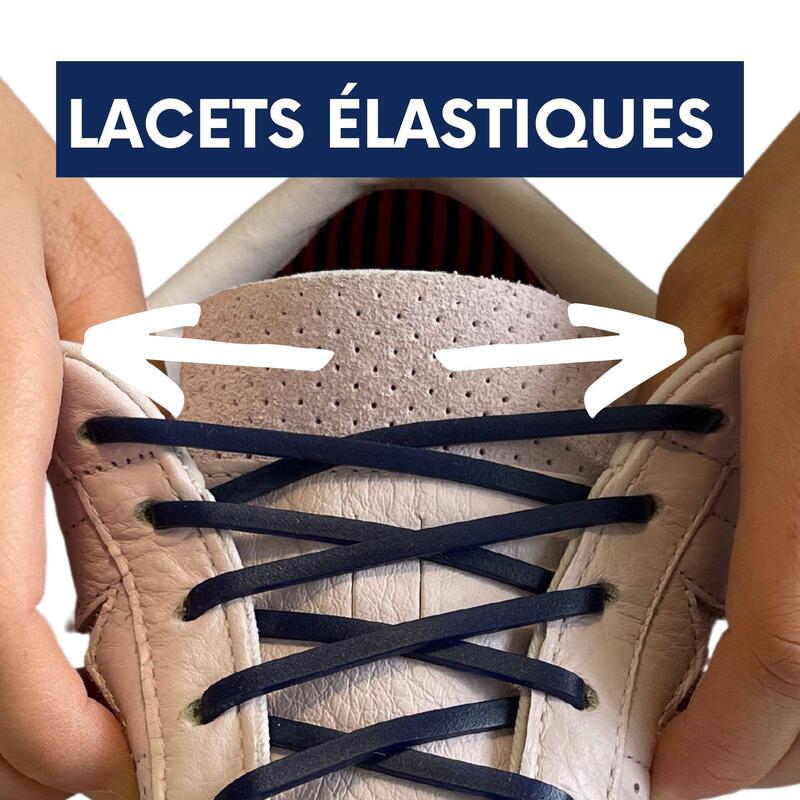 Lacets élastiques fins baskets/sneakers - 100% silicone - NOIR