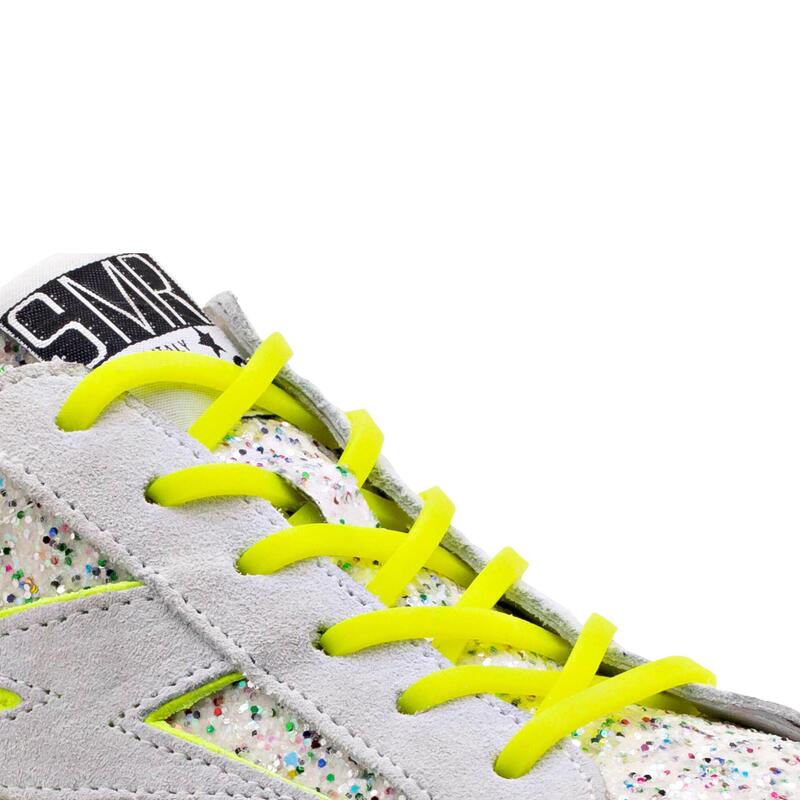 Lacets élastiques enfants baskets/sneakers - silicone - jaune fluo