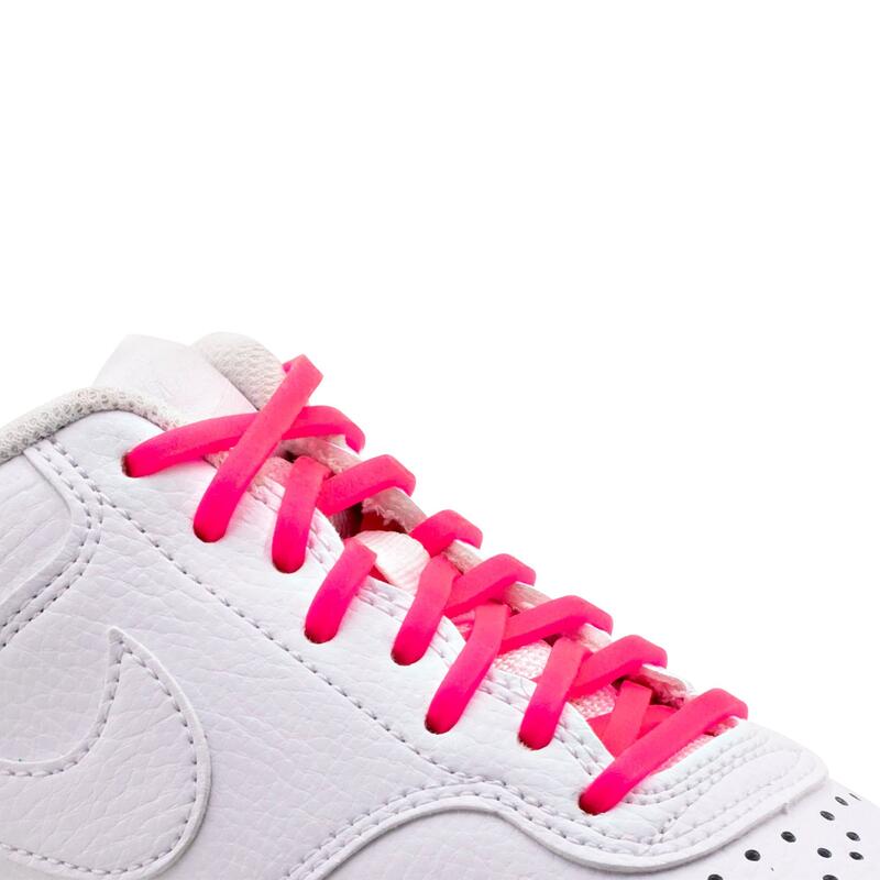 Lacets élastiques enfants baskets/sneakers - silicone - rose fluo