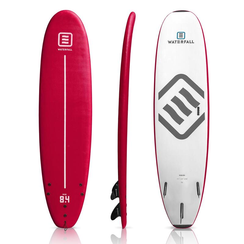 Surfboard Rise 8.4' 72L met 3 vinnen + 1 leash