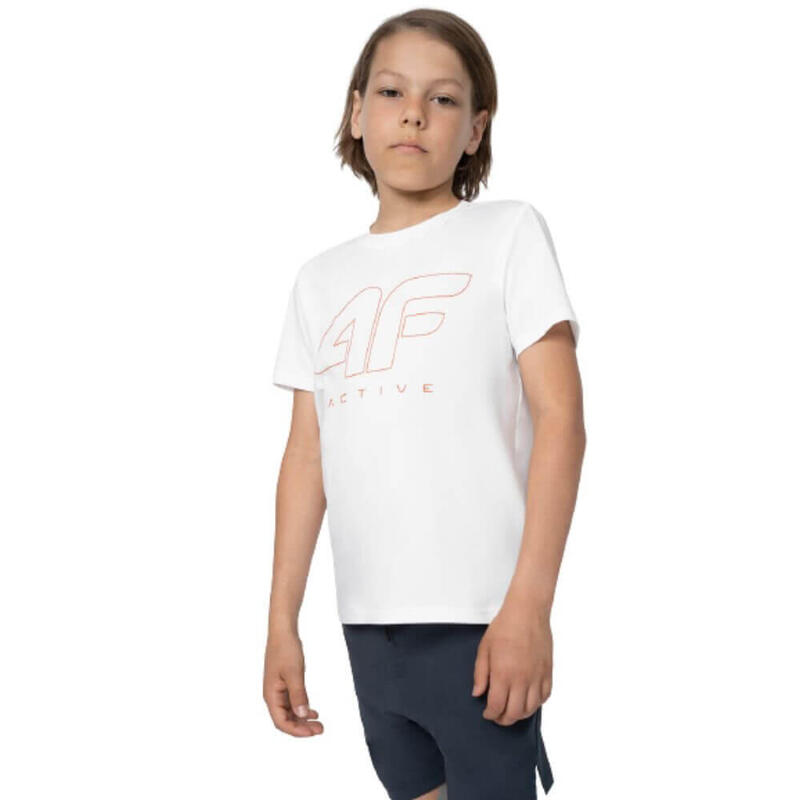 T-shirt básica de manga curta do Criança 4F. Brancol