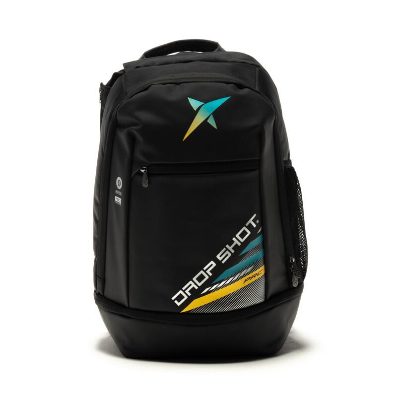 DROP SHOT Padel-Tennis Rucksack, buntes Logo - Alsai Campa, schwarz