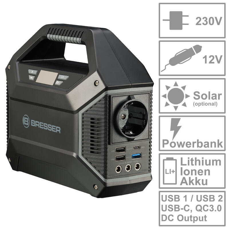 Bresser, Caricabatterie solare portatile BRESSER 60 watt con alimentazione  USB e CC