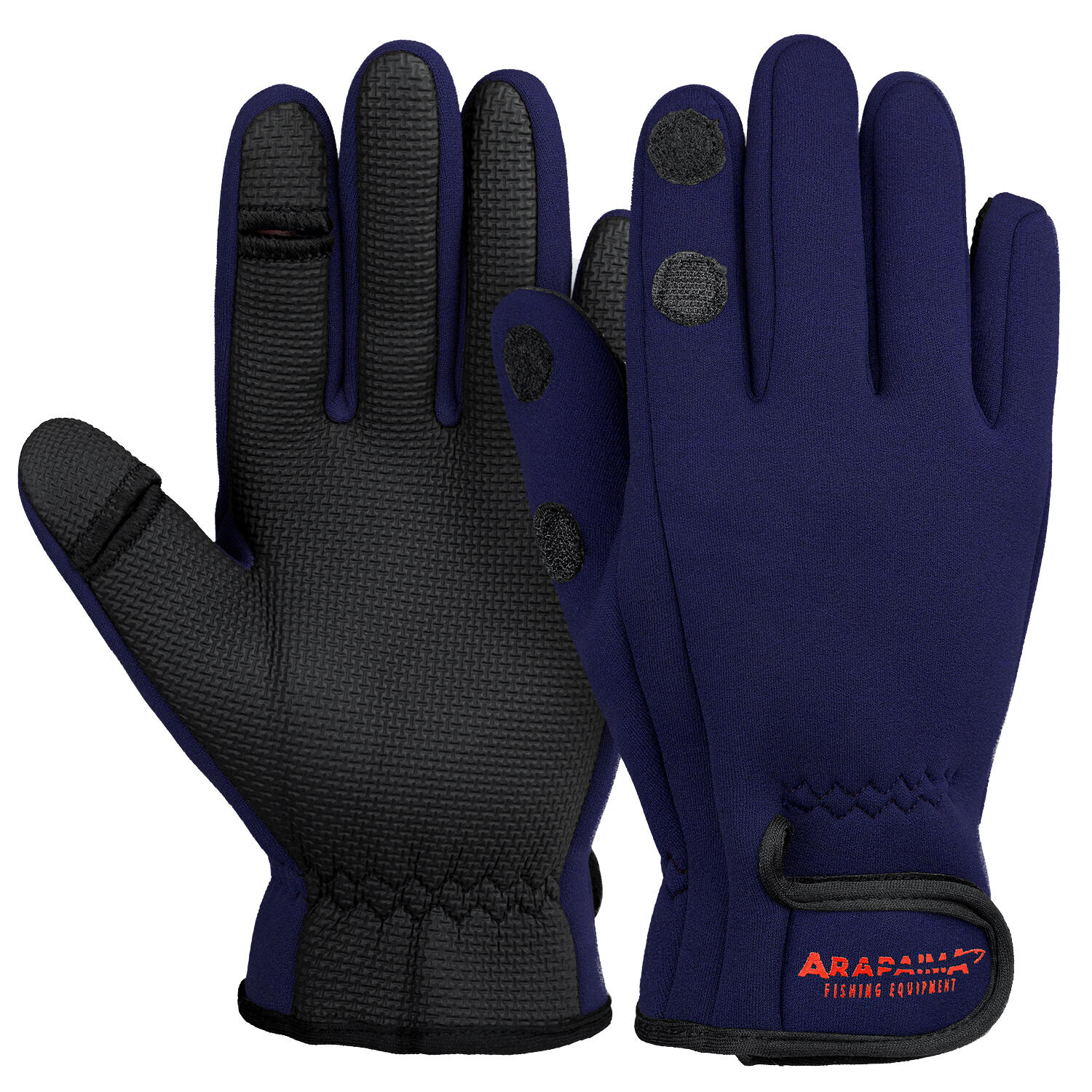 Spin neoprene fishing gloves | Foldable fingertips | Navy