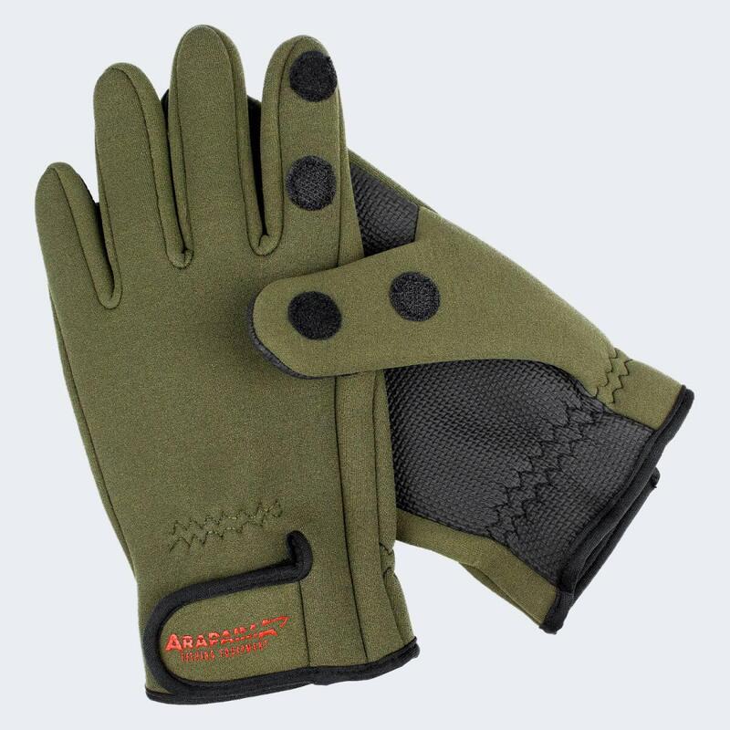 Gants de pêche néoprène 'spin' | Bouts de doigts pliables | Olive