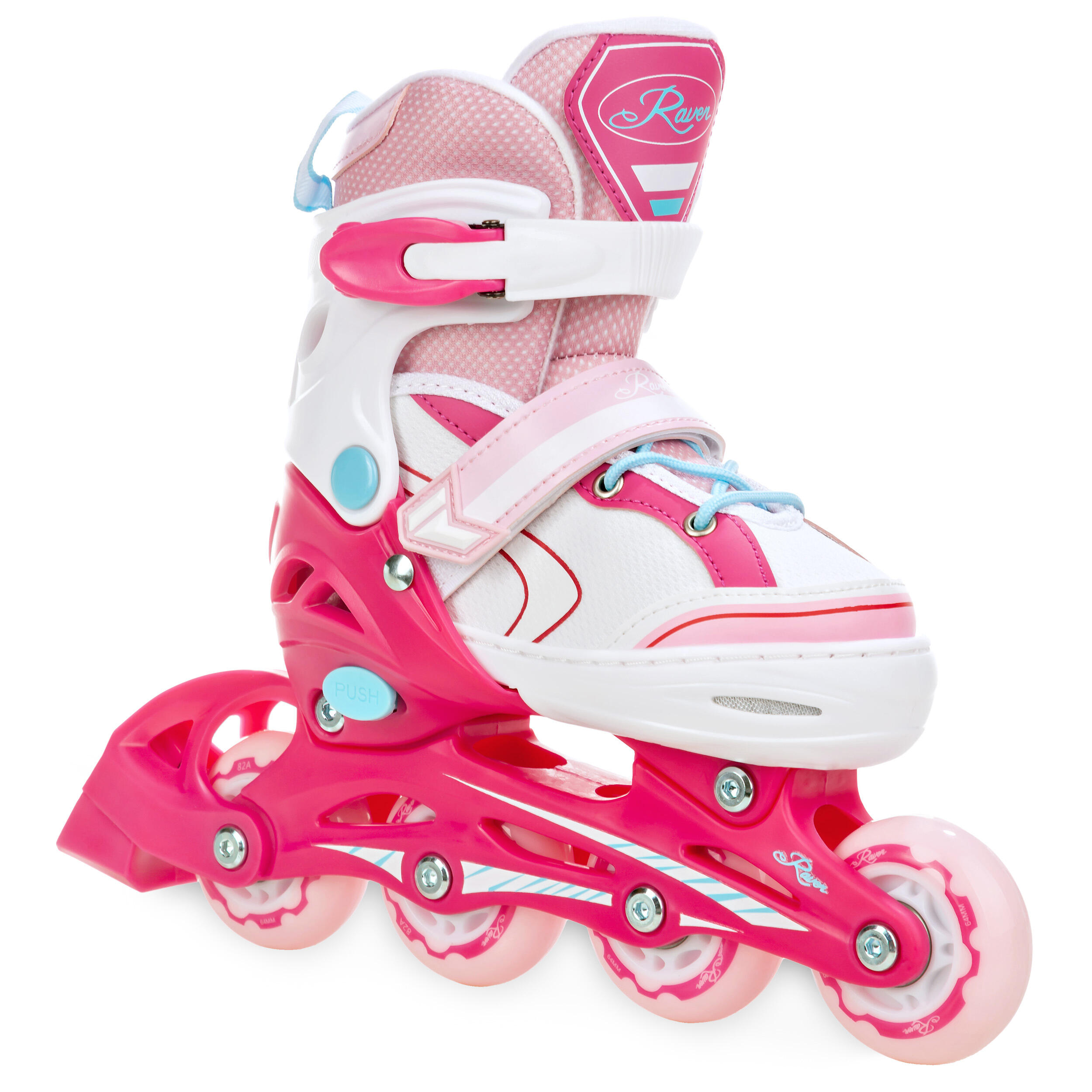 Inlineskates voor meisjes, verstelbaar, met lichtgevende wielen, voor beginners, roze, maat L (EU 36-40