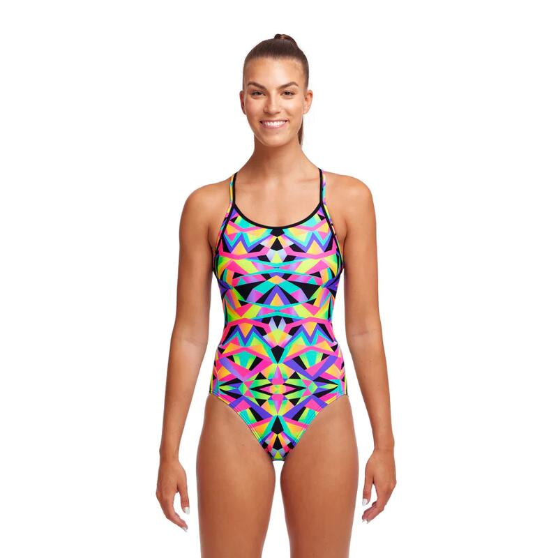 CRYSTAL EYES - LADIES DIAMOND BACK SWIMMING ONE PIECE - PURPLE